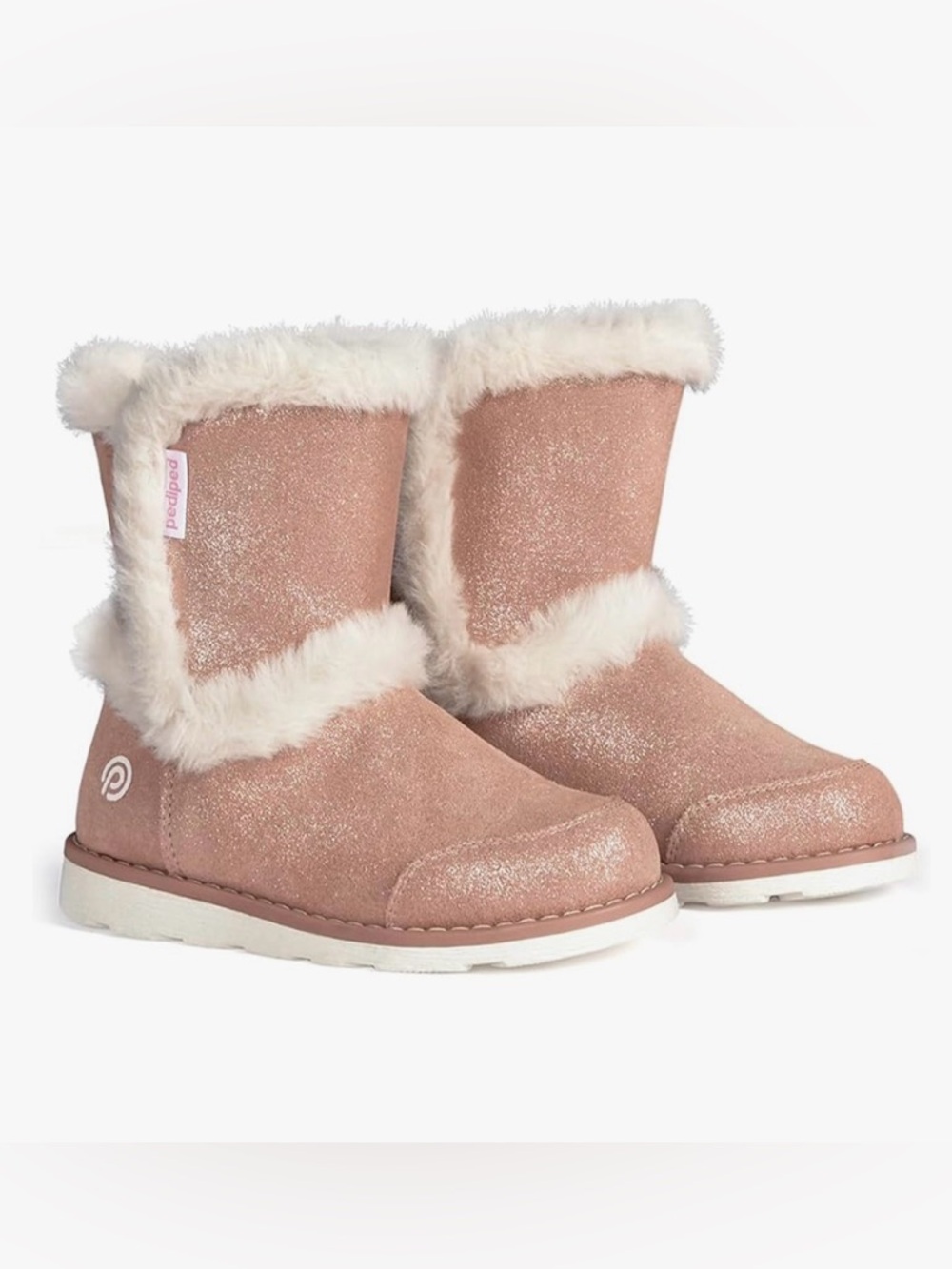 Pediped Rose Gold Glitter Faux-Fur Winter Boots 12-12.5